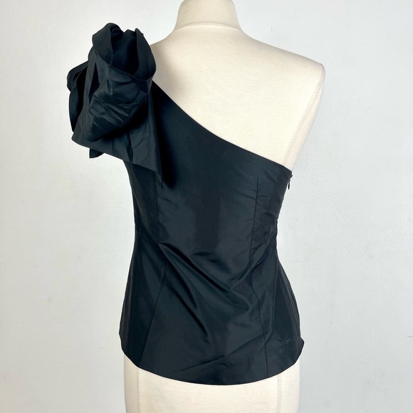 RAFAEL CENNAMO 100% Silk One Shoulder Blk top SZ 6. Couture, High Fashion Item. - Picture 10 of 13